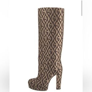 Designer Patterned Knee-High Boots - Brown